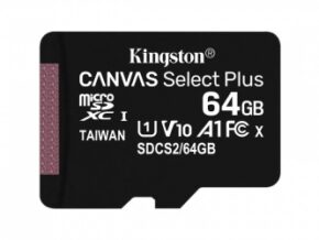 Tarjeta de memoria flash – Kingston Canvas Select Plus – 64 GB (adaptador microSDXC a SD Incluido)
